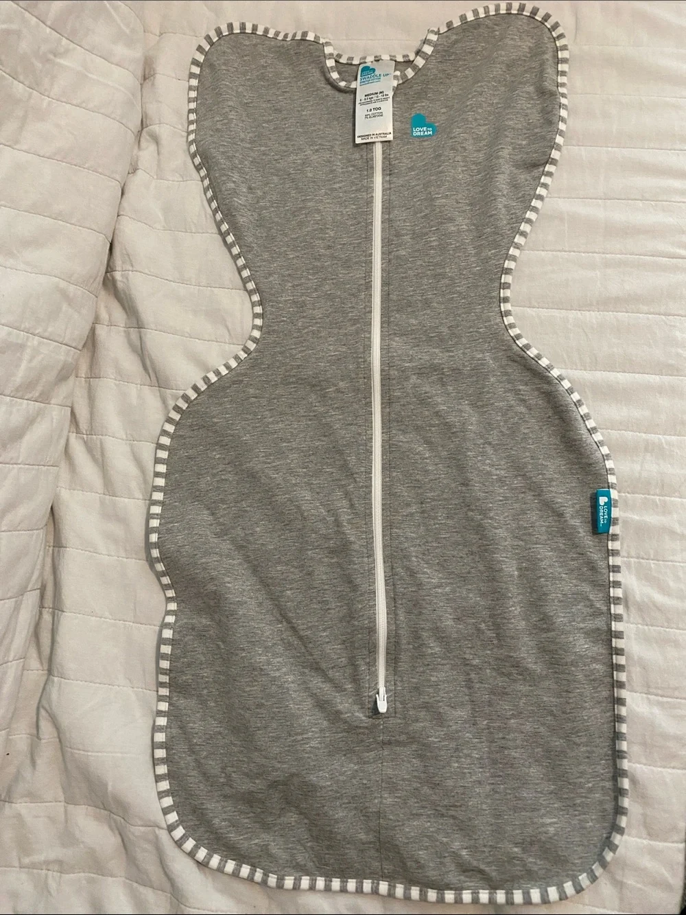 Love to Dream Grey double zipper Sleep Sack with Striped Trim